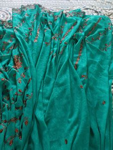 Elegant Teal Embroidered Saree