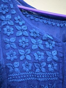 Navy Blue 3 D premium  chikankari kurti