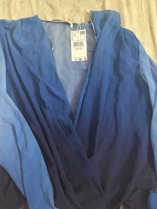 Blue Ombre Wrap Top