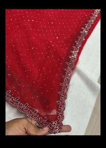 Red Embellished Saree