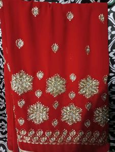 Red Embroidered Saree