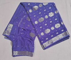 Beautiful Blue Saree with Silver Motifs