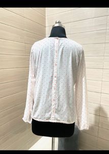 Tom tailor White &amp; Pink Print Top
