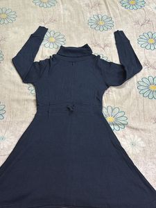 Navy Blue Turtleneck Knit Dress