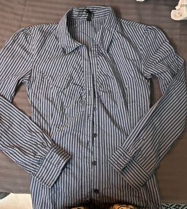 Y2K Blue Striped Waist-Fitted Shirt🌀