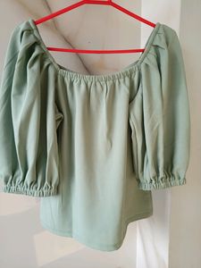 Sage Green Puff Sleeve Top