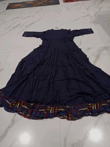 Elegant Navy Blue Printed Maxi Dress