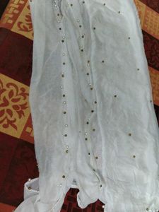 Elegant White Beaded  Dupatta