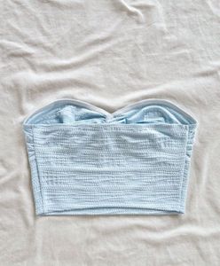 Cute Baby Blue Textured Tube Top