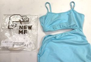 Baby Blue Cut-Out Ruched Mini Dress