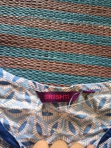 Stylish Blue Geometric Print Kurta with one side p
