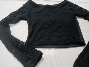 Black Lace Long Sleeve Top