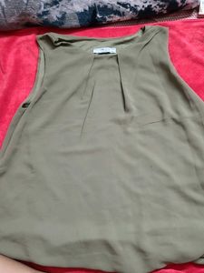 Women's Olive Green Sleeveless Top