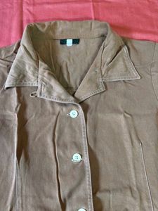 Brown Collared Button-Up Top