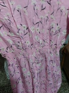 Pink Floral Smocked Waist Dress