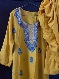 Yellow Embroidered Kurta Set with Salwar
