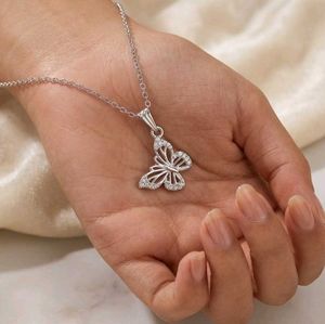 Sparkling Butterfly Pendant Necklace