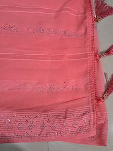 Elegant Pink Saree with Tassels