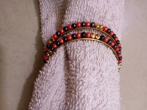 Orange,Gold And Black Combination Beads Bangles