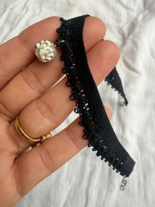 Black Lace Choker with Charm
