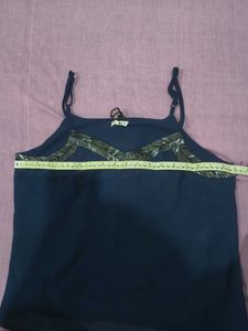 Elegant Navy Blue Embellished Cami Top