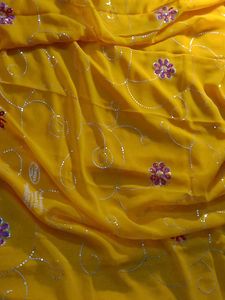 Vibrant Yellow Saree with Embellishments