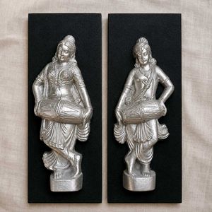Decorative Wooden Wall Figure Pair