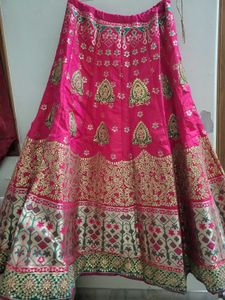 Elegant Pink Embroidered Lehenga Skirt