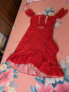 Red Polka Dot Ruffle Mini Dress ❤️