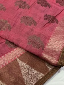 Beautiful Pink Saree with Intricate Motifs
