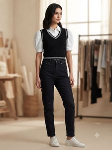 Chic Black V-Neck Vest Top