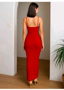Stunning Coral Red Bodycon Maxi Dress