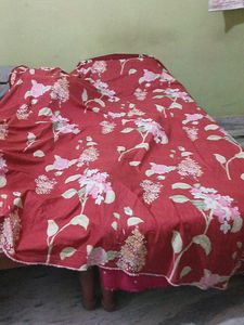Maroon Floral leaf Print Double bed Sheet