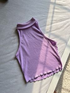 SSS - Lavender Ribbed Turtleneck Sleeveless Top