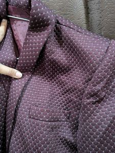 Men's Burgundy Polka Dot Blazer