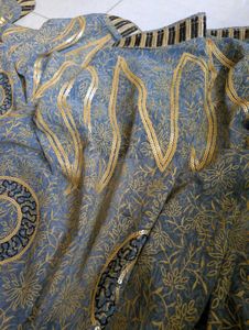 Mustard grey golden designer saree