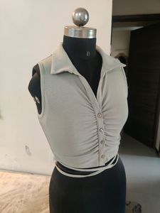 Ribbed Green Top Tieups By Westside