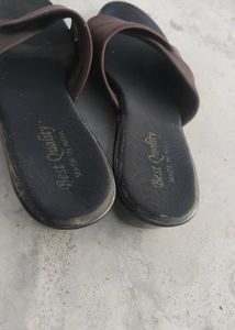 Brown Slip-On Flat Sandals