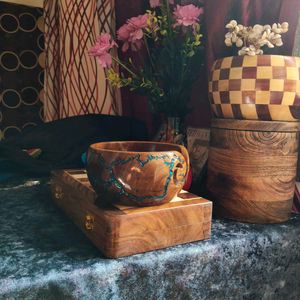 Handmade wooden Bowl with Resin Art engraved