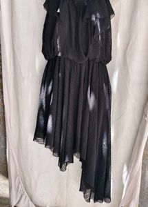 20194. Chic Black Ruffle Cold Shoulder Dress