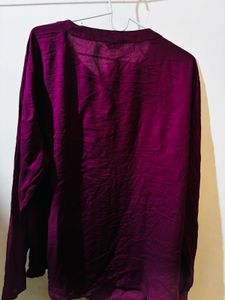 Women Burgundy Solid Casual Shirt - XL