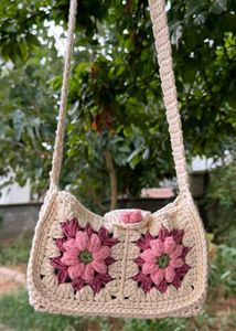 Handmade Crochet Sunflower Pouch