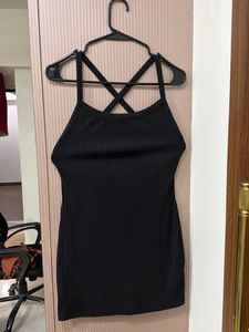Black Ribbed Bodycon Mini Dress
