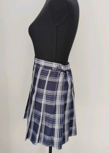 Navy Plaid Pleated Mini Skirt
