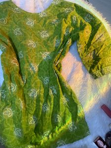 Vibrant Green Kurta with White Embroidery