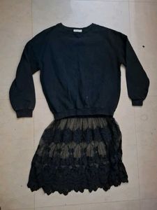 black tshirt with skirt attached