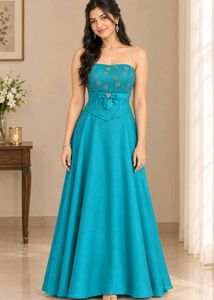 Elegant Teal Strapless Gown