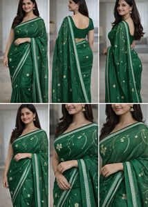 Elegant Green Floral Saree