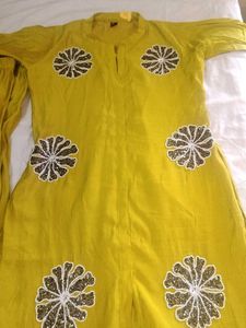 Yellow Kurta Set with Embellishments