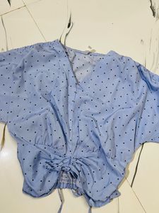 Cute Blue Polka Dot Crop Top
